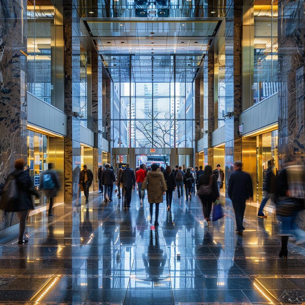 Financial services office where physical security controls protect client data