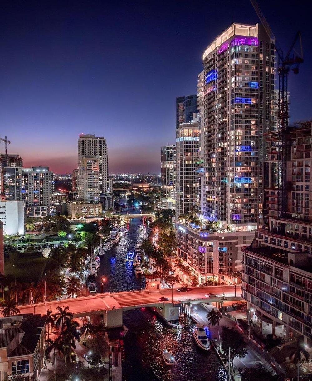 Downtown Fort Lauderdale skyline along the New River, part of the Broward County service area