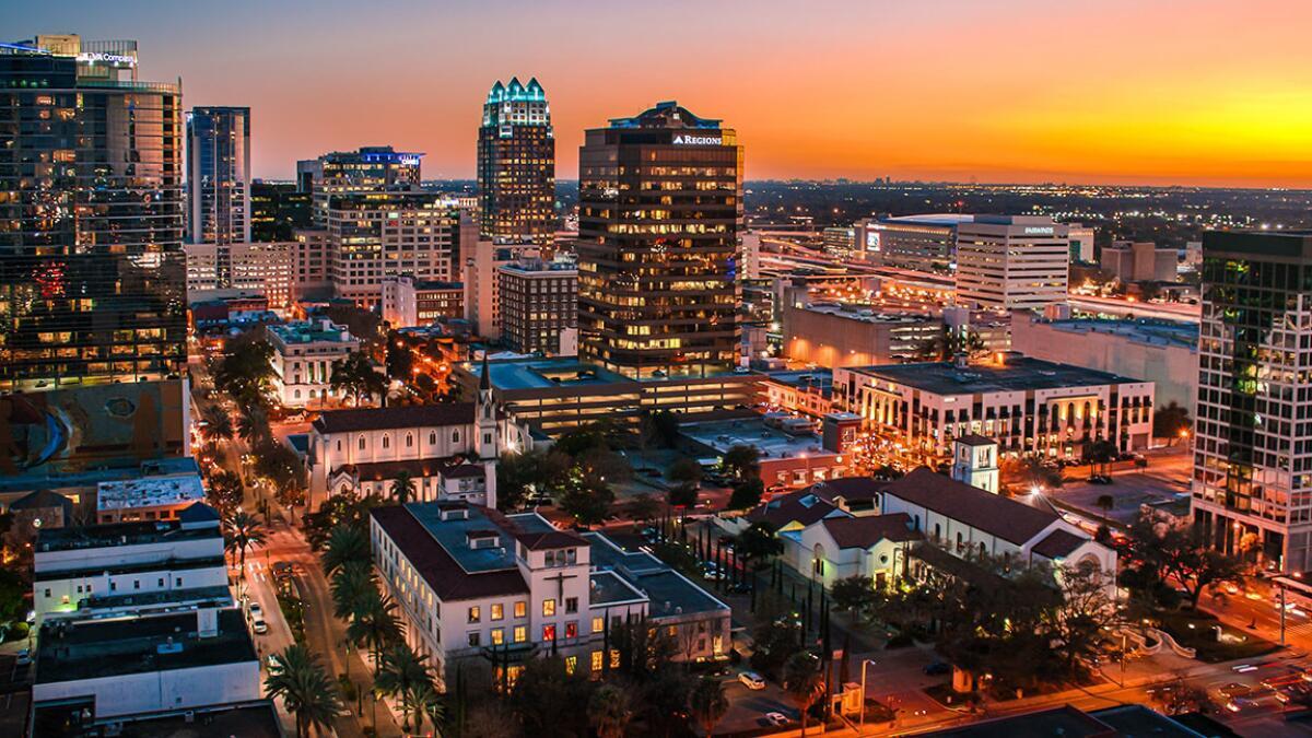Orlando, Florida skyline, representative of the Central Florida companies Red Cell Solutions serves